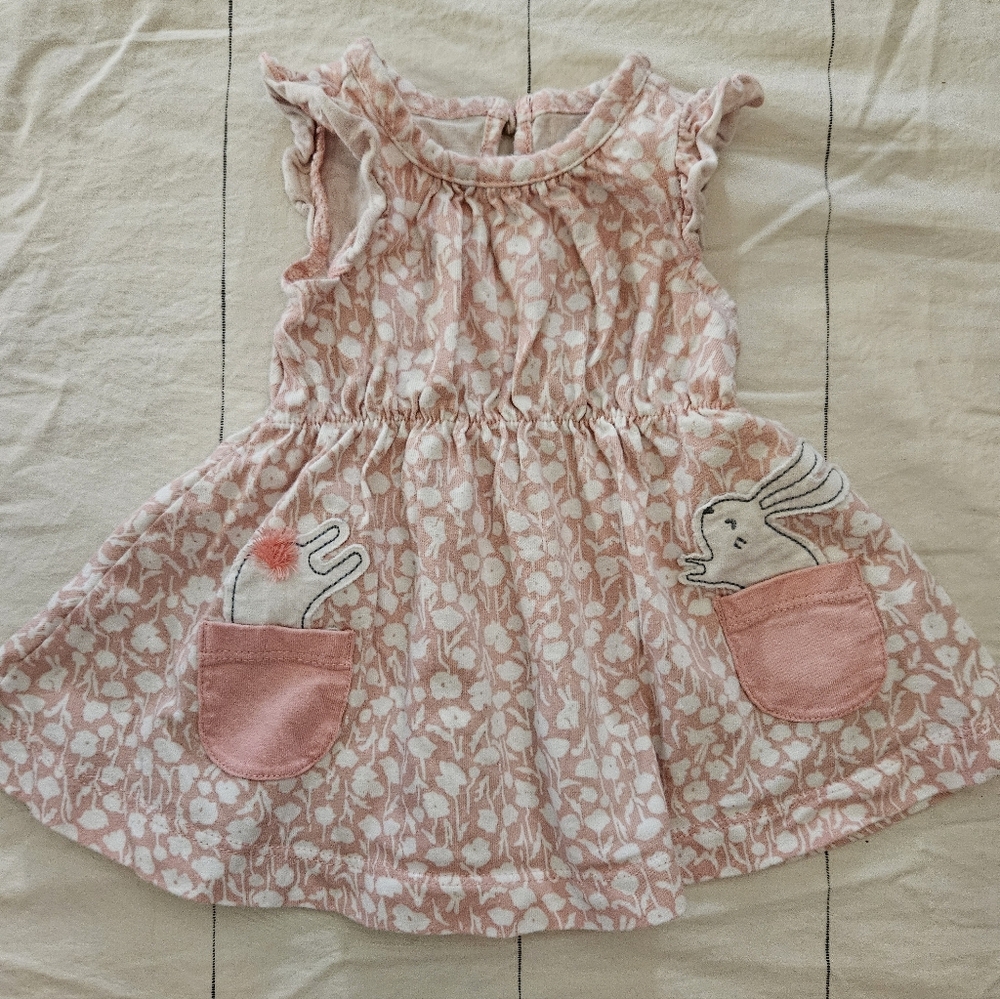 Carter's Pink Floral Dress with Bunny Pockets